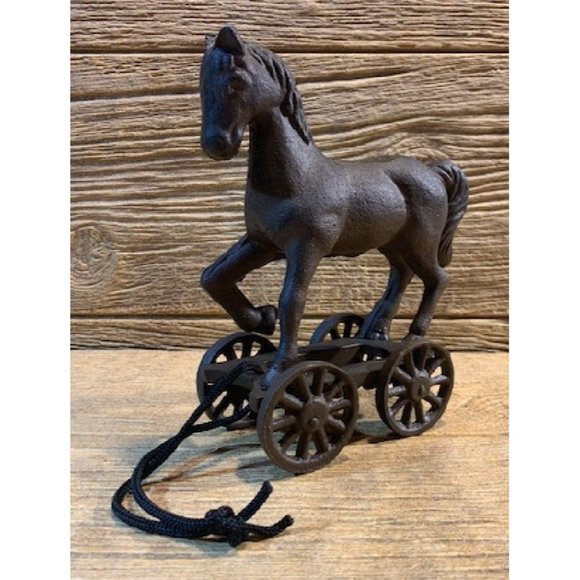 Cast Iron Horse Pull Toy on Wheels 0170-13603 - Picture 5 of 10
